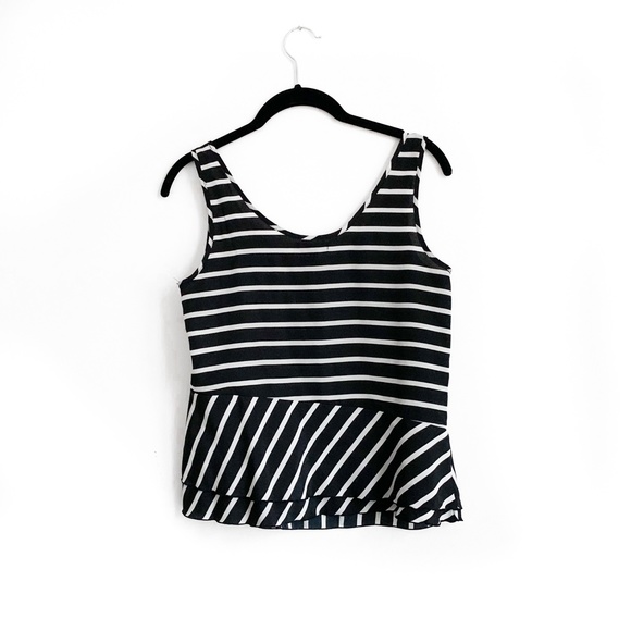 GAP Black & White Breton Striped Peplum Tank XS - Picture 4 of 4